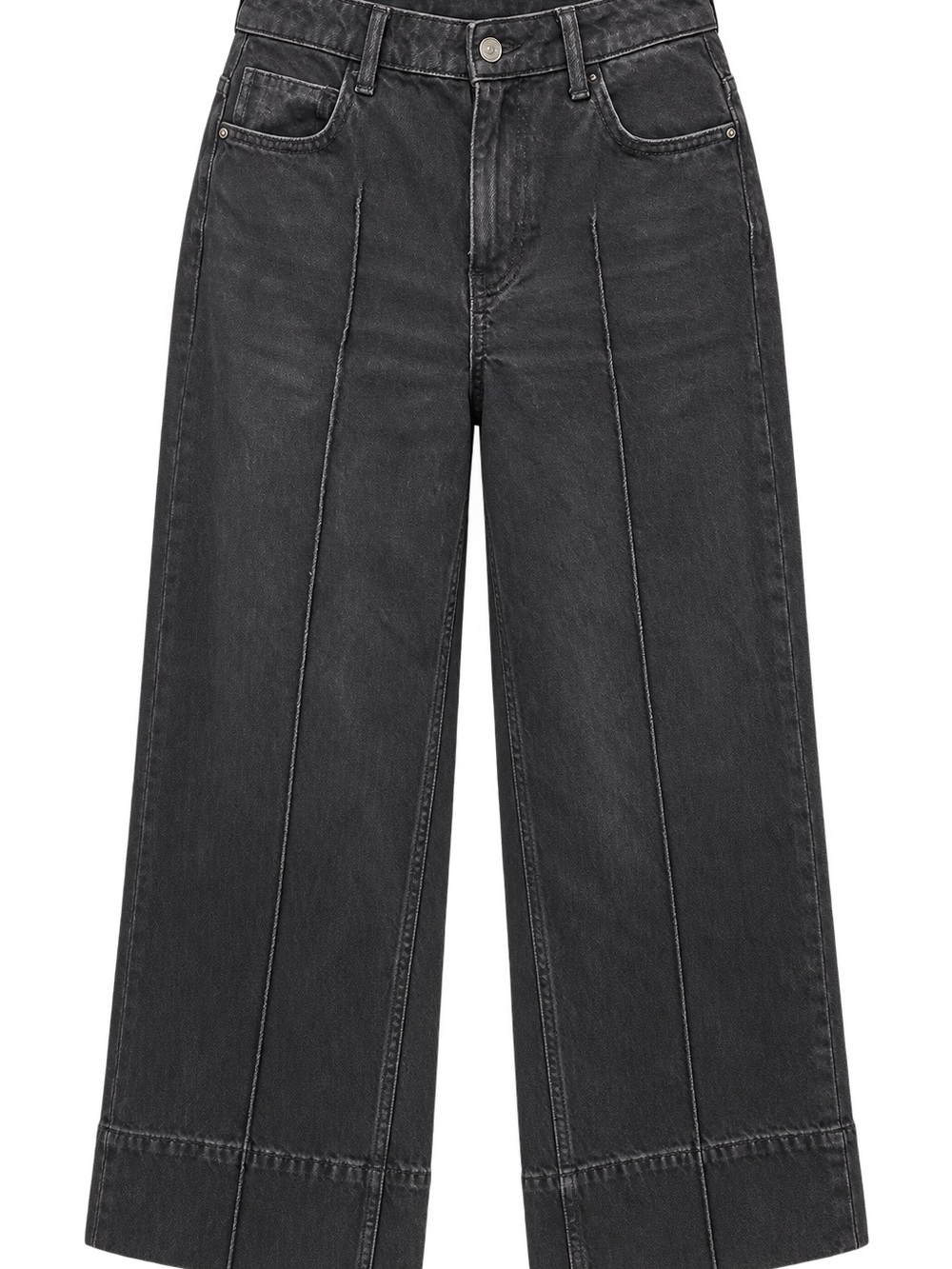 Zara Black High-Rise Wide-Leg Jeans with Front Seams